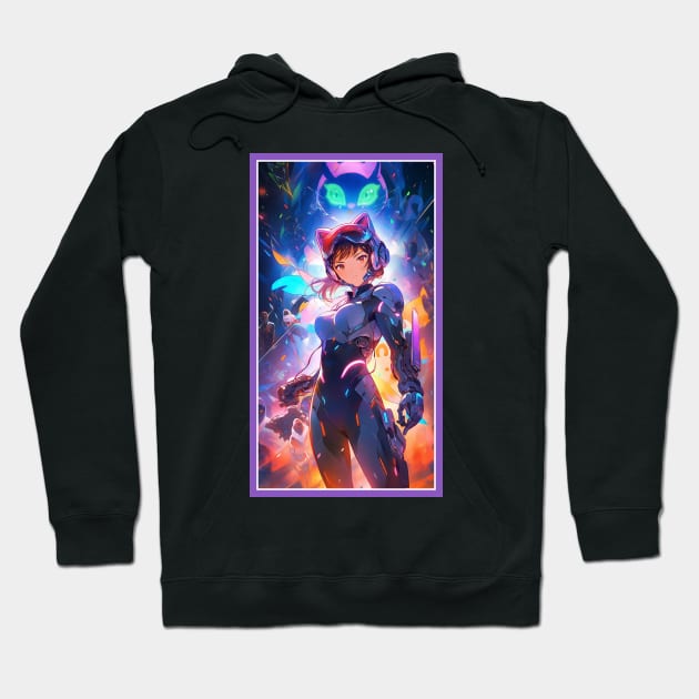 Anime Cute Cat Girl | Sci-Fi Manga Girl Anime Art Hoodie by AlNoah